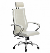 Кресло офисное МЕТТА комплект 32 кожа (белый MPES) NewLeather, хром пятилучье до 120 кг. 