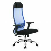 Кресло офисное Комплект 18/2D, хром, синяя сетка до 120 кг 