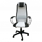 Кресло офисное Элегия L1 сетка белая, экокожа черная, топ-ган, пластиковое пятилучье