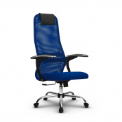 Кресло компьютерное SU-BM-8CH синее, пятилучье хром 