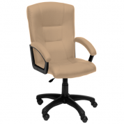 Кресло для офиса Фортуна 4 бежевый кожзам, б/качания, пятилучье пластик, Аленсио 