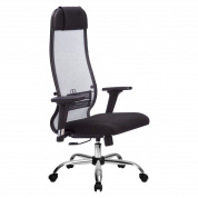 Кресло офисное МЕТТА  Комплект 18/2D, светло-серая спинка, черное сидение, сетка, хром до 120 кг. 
