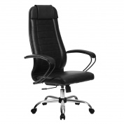 Кресло офисное МЕТТА комплект 28 черная кожа NewLeather, хром 