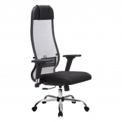 Кресло офисное МЕТТА  Комплект 18/2D, темно-серая спинка, черное сидение, сетка, хром до 120 кг. 
