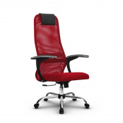 Кресло компьютерное SU-BM-8CH красное, пятилучье хром 