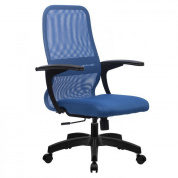 Кресло офисное CP-8PL МЕТТА синяя сетка, синиее сидение, пластик пятилучье 