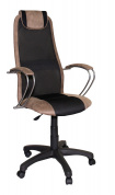 Кресло офисное Элегия L1 нубук коричневый, сетка черная, топ-ган, пластик, пятилучье 