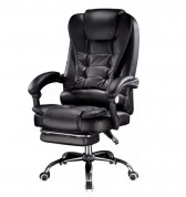 Офисное кресло с подставкой для ног, черный, хром 