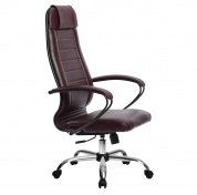 Кресло офисное МЕТТА комплект 28 темно-бордовая кожа NewLeather, хром 