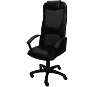 Кресло руководителя офисное Элегант L3 черная сетка+кожзам, пиастра, пластик 