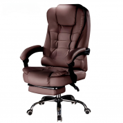 Офисное кресло с подставкой для ног, коричневый, хром 