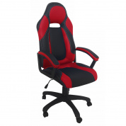 Кресло игровое Фортуна 5(74) красно-черное, механизм качения, пятилучье пластик