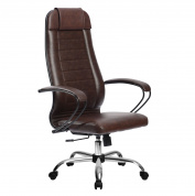 Кресло офисное МЕТТА комплект 28 темно-коричневая кожа NewLeather, хром 