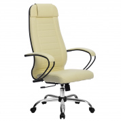 Кресло офисное Комплект 28 бежевая кожа, хром до 120 кг. 