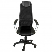 Кресло руководителя офисное Элегия L1 черная сетка, пиастра, пятилучье пластик 