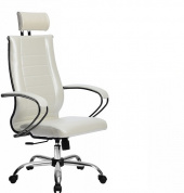 Кресло офисное МЕТТА комплект 32 кожа (белый MPES) NewLeather, хром пятилучье до 120 кг. 