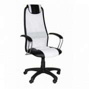 Кресло офисное Элегия L1 сетка белая, экокожа черная, топ-ган, пластиковое пятилучье 