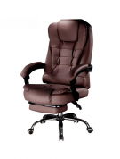 Кресло для офиса ZX-333 с подставкой для ног, коричневый, хромированное пятилучье, раскладывается