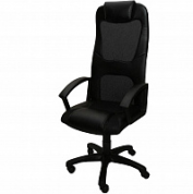 Кресло руководителя офисное Элегант L3 черная сетка+кожзам, мех.качения, пластик 