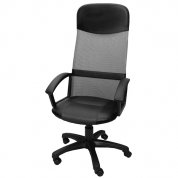 Кресло руководителя офисное Элегант L2, пятилучье пластик, серая сетка, мех.качения 