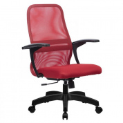 Кресло офисное CP-8PL МЕТТА красная сетка, красное сидение, пластик пятилучье 