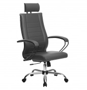 Кресло офисное МЕТТА комплект 32 серая кожа NewLeather, хром до 120 кг 