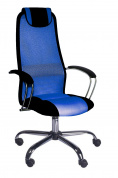 Кресло офисное Элегия L1 синее сетка, топ-ган, хром