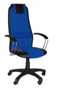 Кресло офисное Элегия L1 синее, соты, экокожа черная, пиастра, пластиковое пятилучье 