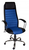 Кресло компьютерное Элегия L2 сине-черное "СОТЫ", топ-ган, хром 