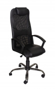 Кресло руководителя офисное Элегант L3 черная сетка+кожзам, пиастра, хром 