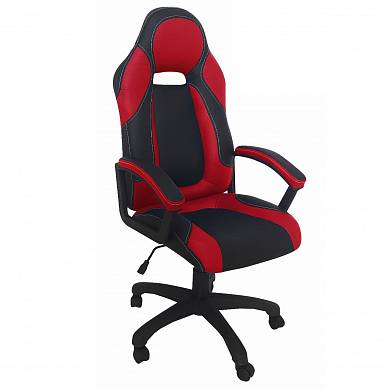 Кресло игровое Фортуна 5(74) красно-черное, механизм качения, пятилучье пластик недорого в Екатеринбурге