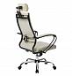 Кресло офисное МЕТТА комплект 32 бежевая кожа NewLeather, хром до 120 кг