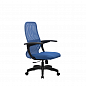 Кресло офисное CP-8PL МЕТТА синяя сетка, синиее сидение, пластик пятилучье