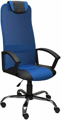 Кресло компьютерное Элегант L4 синяя сетка, мех.качения, хром, Аленсио