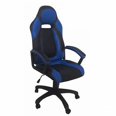 Кресло игровое Фортуна 5(74) сине-черное, механизм качения, пятилучье пластик недорого в Екатеринбурге