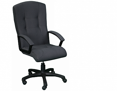 Кресло для офиса Фортуна 3 серая ткань, б/качания, пятилучие пластиковое, Аленсио