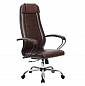 Кресло офисное МЕТТА комплект 28 темно-коричневая кожа NewLeather, хром