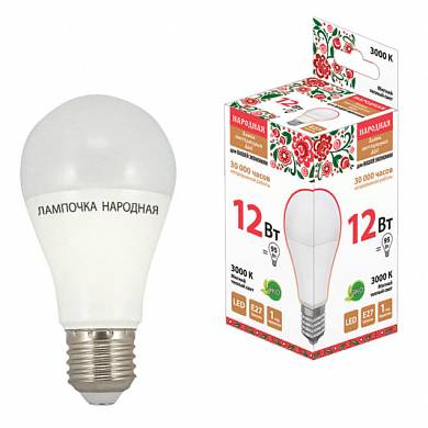 Лампа светодиодная НЛ-LED-A60 12 Вт 3000 Е27, груша, Народная купить