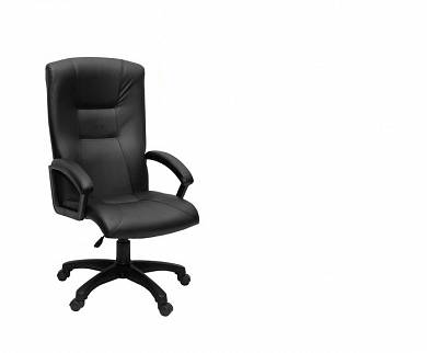 Кресло офисное Фортуна 3 черный кожзам, б/качания, пятилучие пластиковое, Аленсио