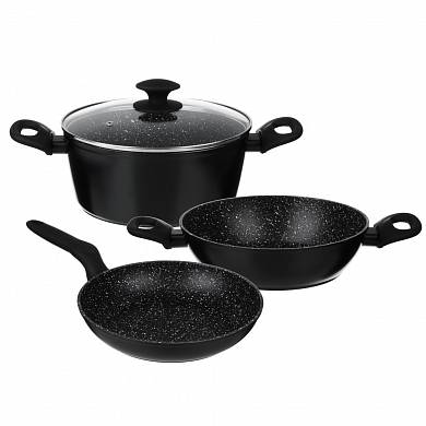 Набор посуды SATOSHI Стоун 4пр. антипригарное покрытие (Уценка - мятая упаковка) купить