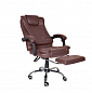 Кресло для офиса ZX-333 с подставкой для ног, коричневый, хромированное пятилучье, раскладывается