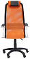 Кресло офисное Элегия L1 оранжевое, сетка, экокожа черная, пиастра, пластиковое пятилучье