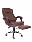 Офисное кресло с подставкой для ног, коричневый, хром