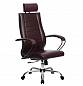 Кресло офисное МЕТТА комплект 32 темно-бордовая кожа NewLeather, хром до 120 кг