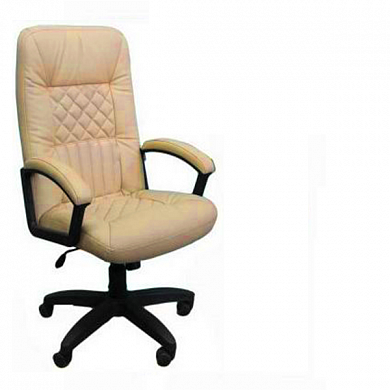 Кресло для руководителя Фортуна 5(7) бежевый кожзам, пятилучье пластик, Аленсио