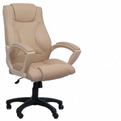Кресло руководителя Фортуна 5 (51) бежевый кожзам, пятилучье пластик, Аленсио