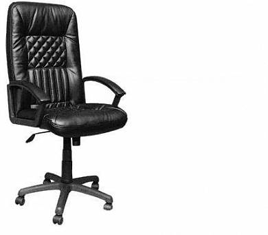 Кресло для руководителя Фортуна 5(7) черный кожзам, пятилучье пластик, Аленсио