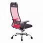 Кресло офисное МЕТТА  Комплект 18/2D, красная спинка, черное сидение, сетка, хром до 120 кг.