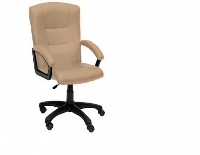 Кресло для офиса Фортуна 4 бежевый кожзам, б/качания, пятилучье пластик, Аленсио